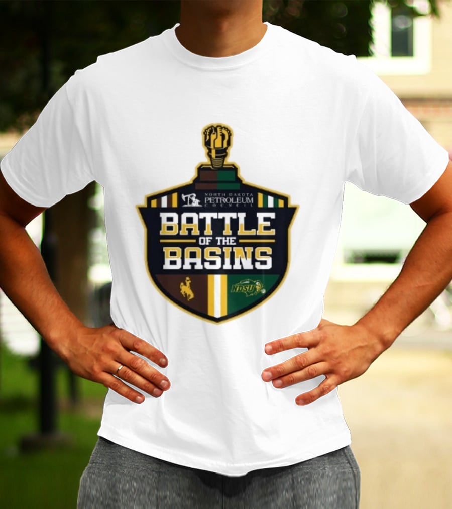 North Dakota Petroleum Council Battle Of The Basins Wyoming Cowboys Vs North Dakota State Bison T-Shirt