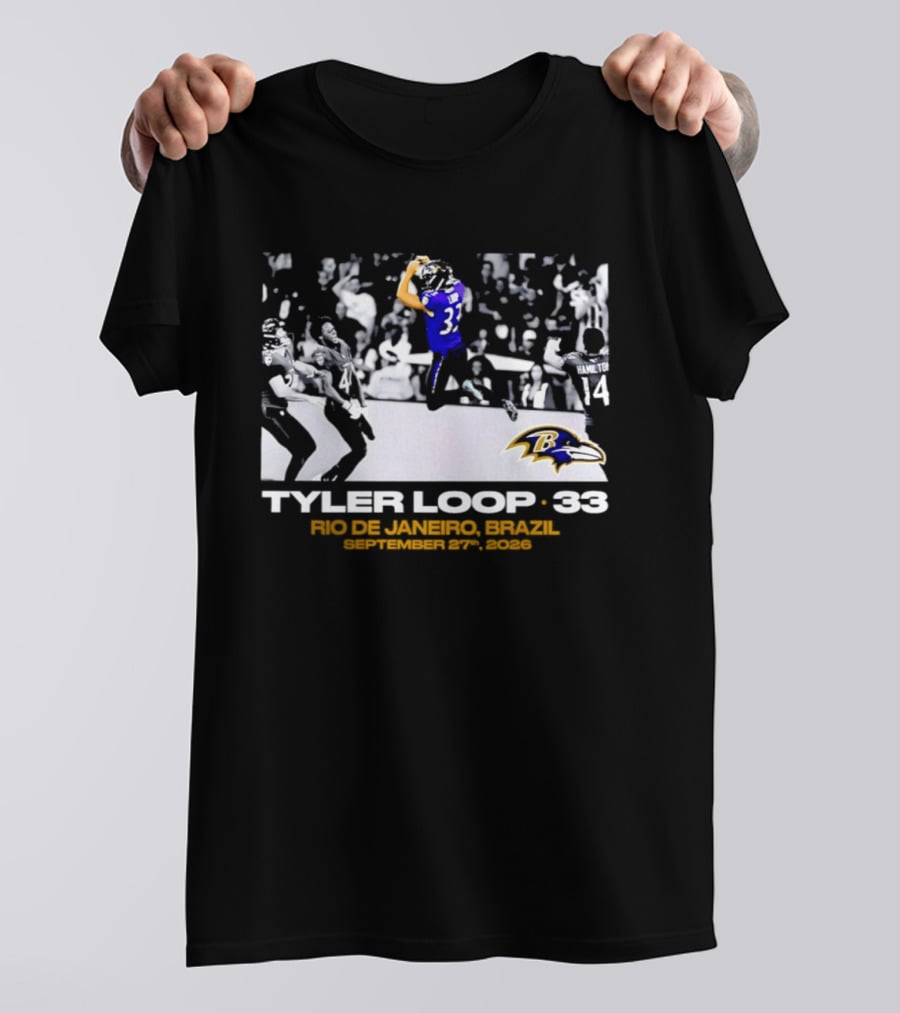 Baltimore Ravens Tyler Loop 33 Rio De Janeiro Brazil September 25 2023 T-Shirt