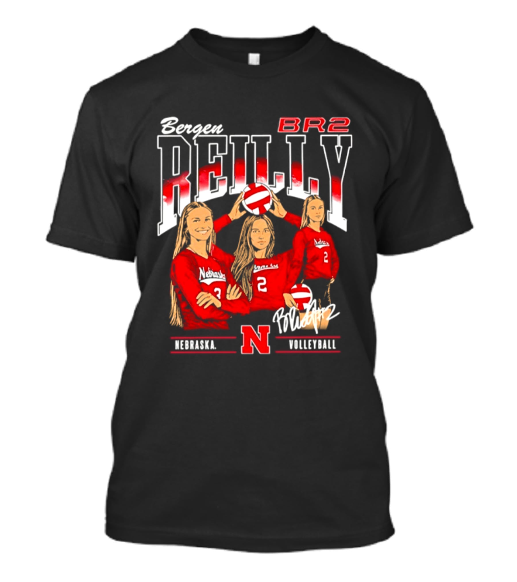 Bergen Reilly BR2 Nebraska Cornhuskers Volleyball Nebraska Volleyball T-Shirt