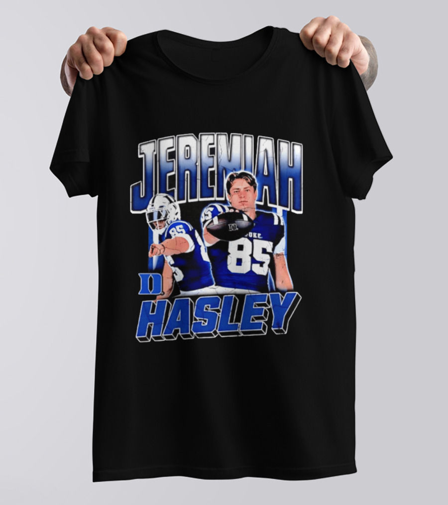 Jeremiah Hasley Duke Blue Devils Football 85 Player 90s Bootleg T-Shirt