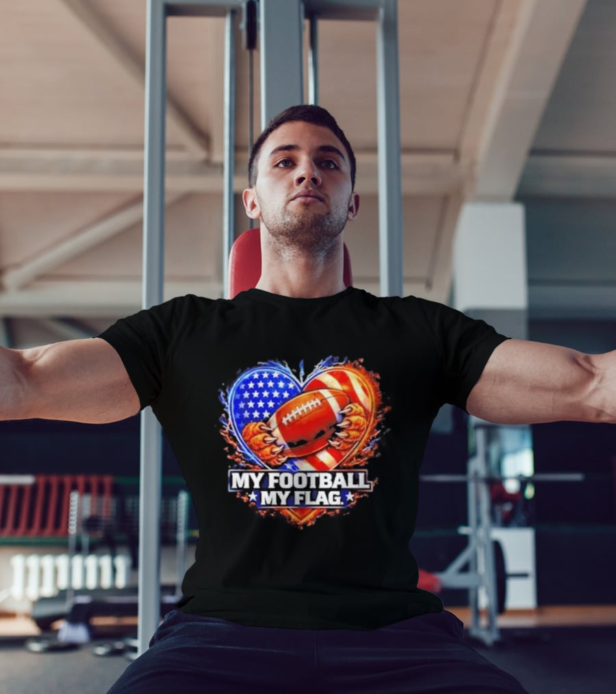 Heart American Football 2026 Season My Football My Flag T-Shirt