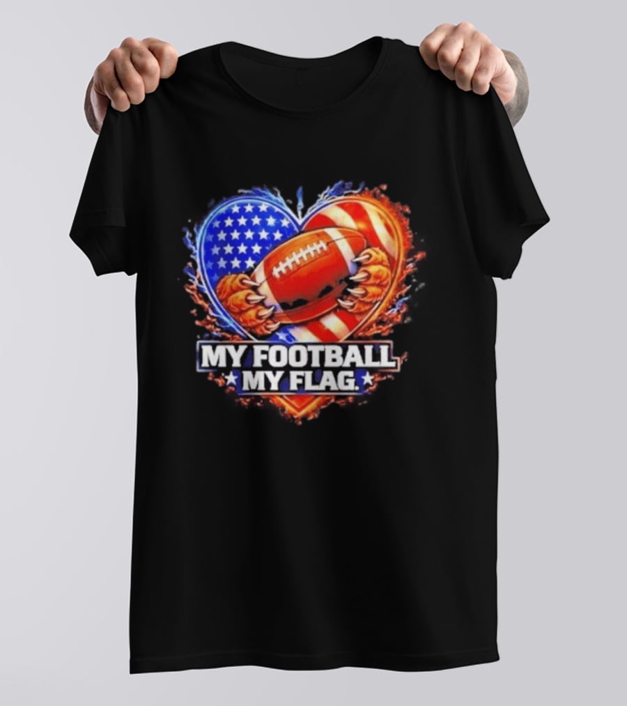 Heart American Football 2026 Season My Football My Flag T-Shirt