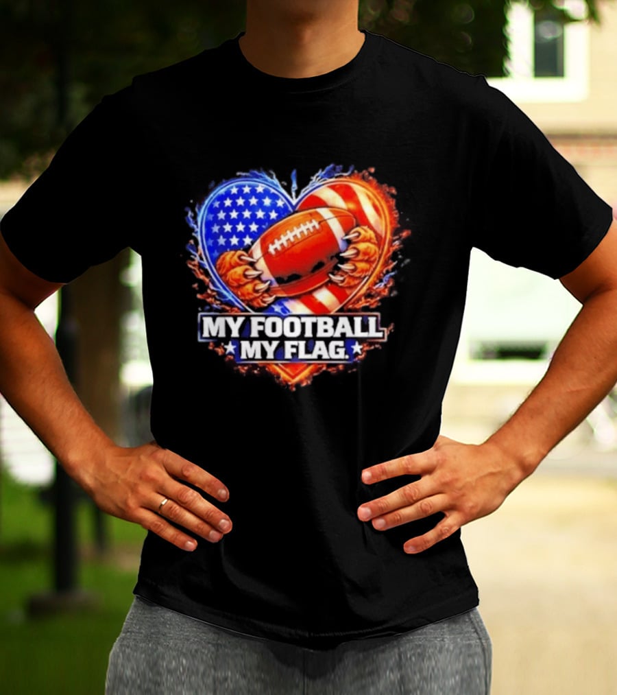 Heart American Football 2026 Season My Football My Flag T-Shirt
