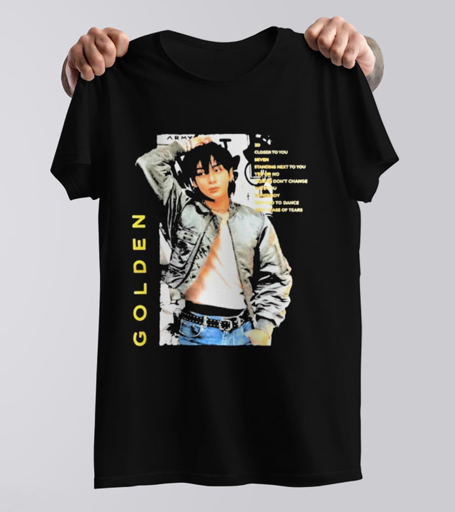 Seok Jin Wearing Jungkook Golden Visual With Song Titles T-Shirt