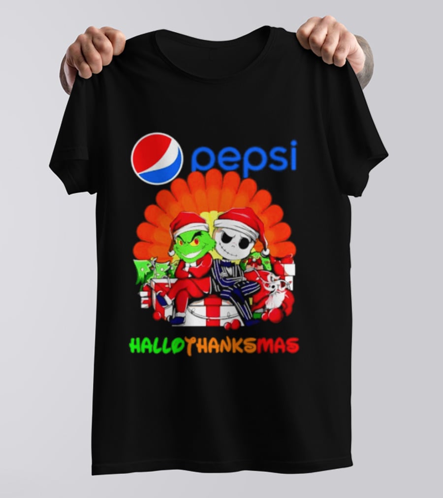 Pepsi Grinch Jack Skellington Hallothanksmas 2026 Holiday Mashup T-Shirt