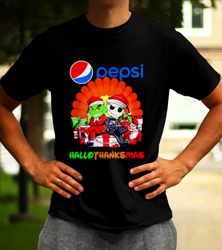 Pepsi Grinch Jack Skellington Hallothanksmas 2026 Holiday Mashup T-Shirt