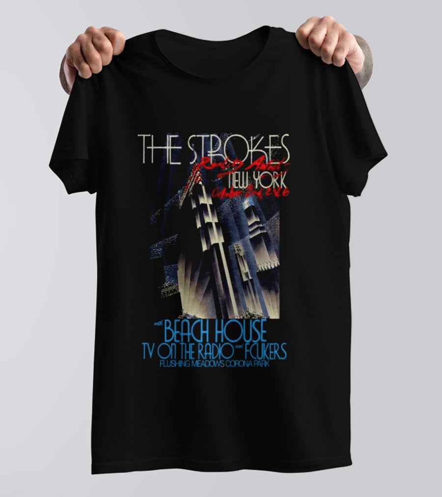 The Strokes October 2 2026 Flushing Meadows Corona Park Queens NY Beach House TV On The Radio Folkers T-Shirt