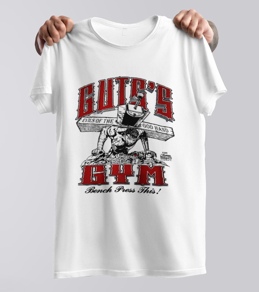 Guts's Evils Of The God Hand Gym Bench Press This All Pain No Gain Berserk 2 Sided T-Shirt