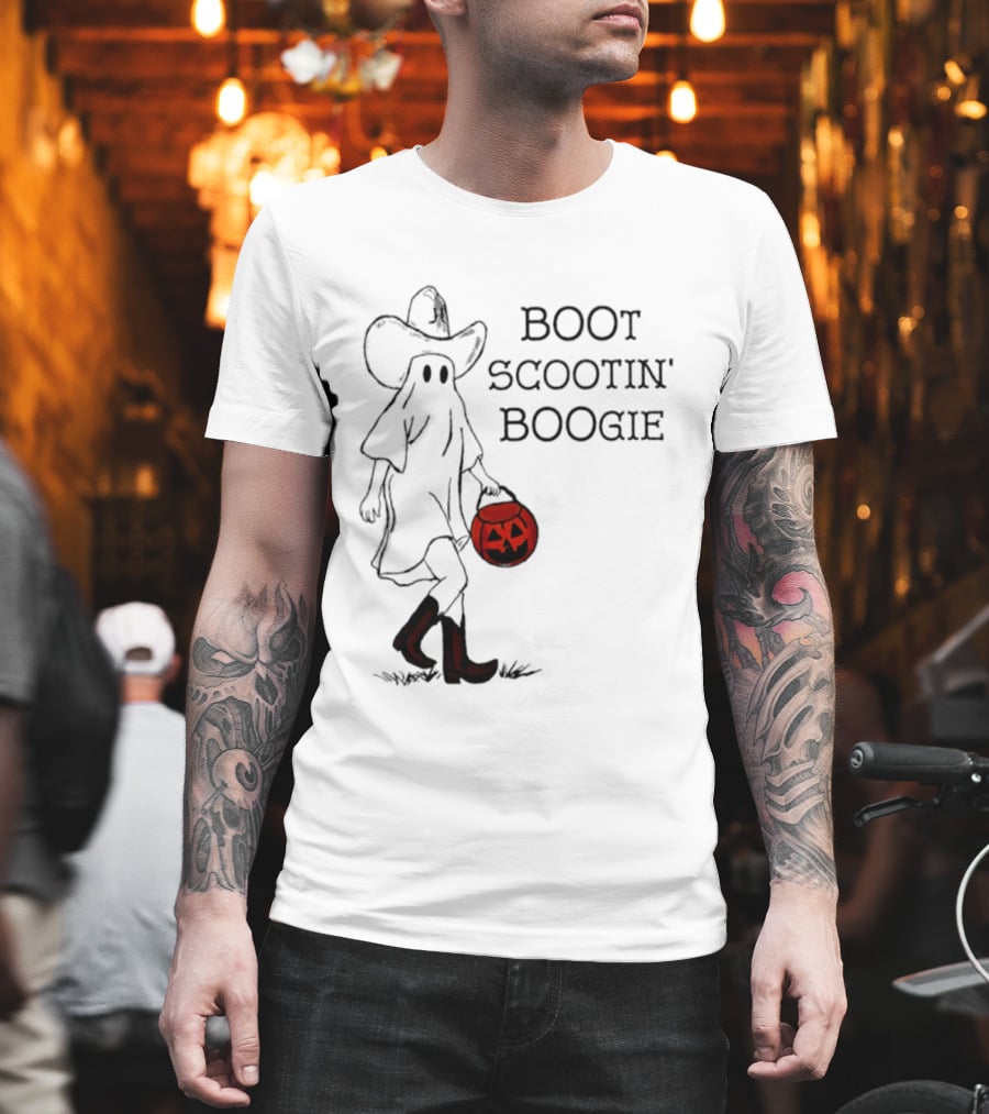 Boot Scootin' Boogie Ghost Cowgirl Halloween Trick Or Treat T-Shirt