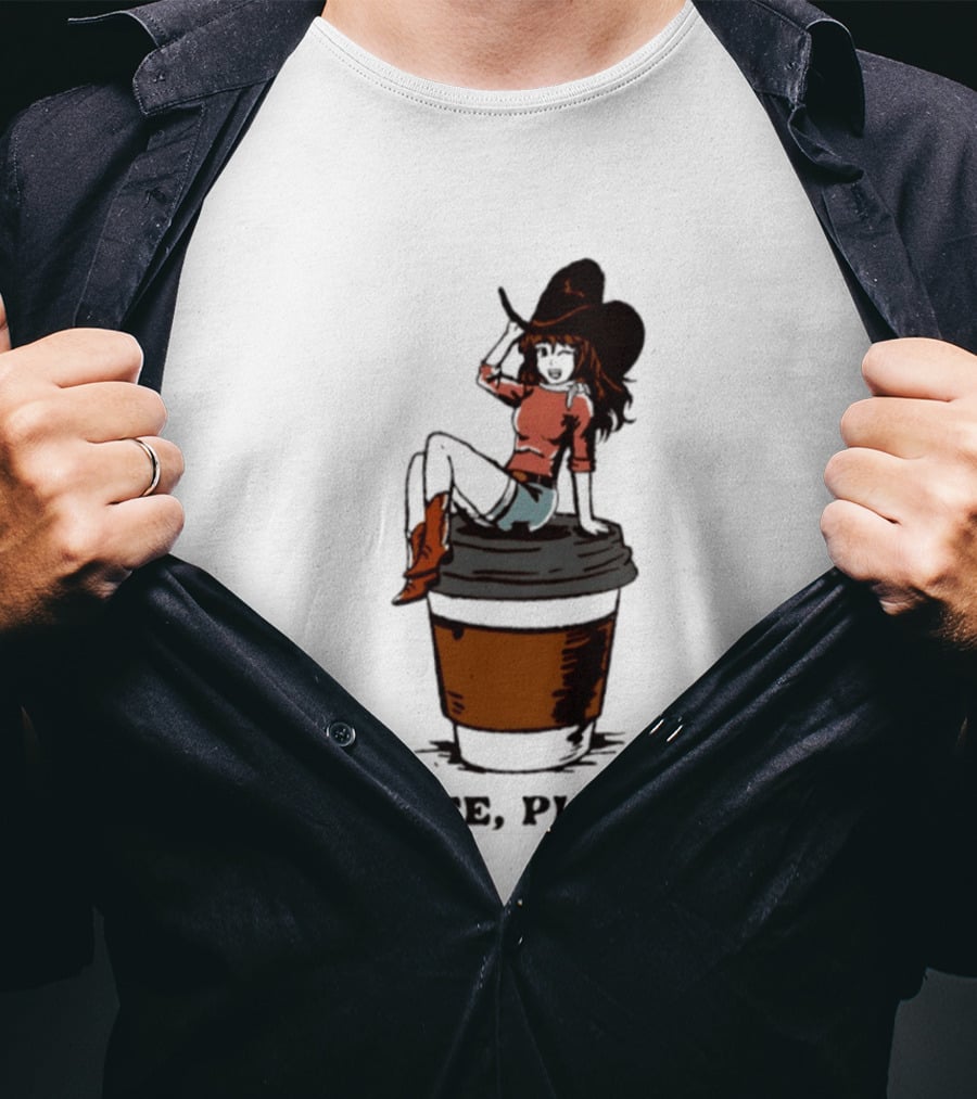 Cowgirl Coffee Please Western Caffeine Cartoon T-Shirt