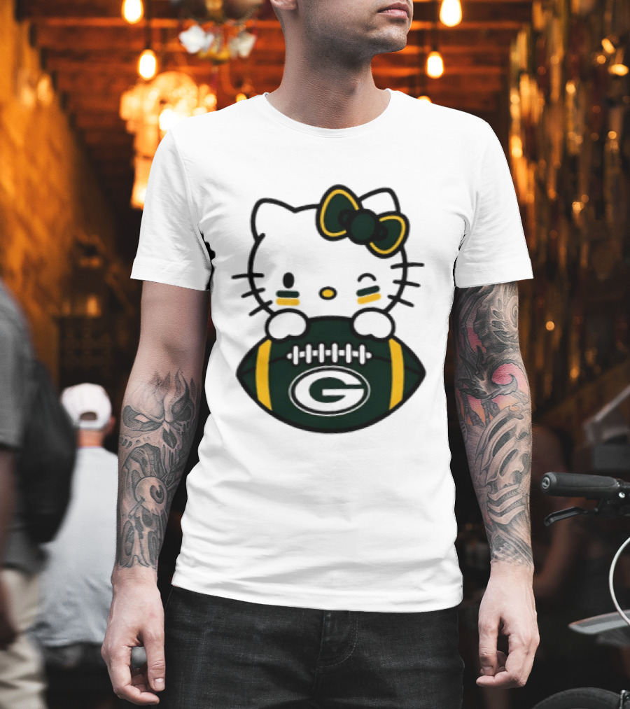 Green Bay Packers Hello Kitty Collaboration 2026 Football Season T-Shirt
