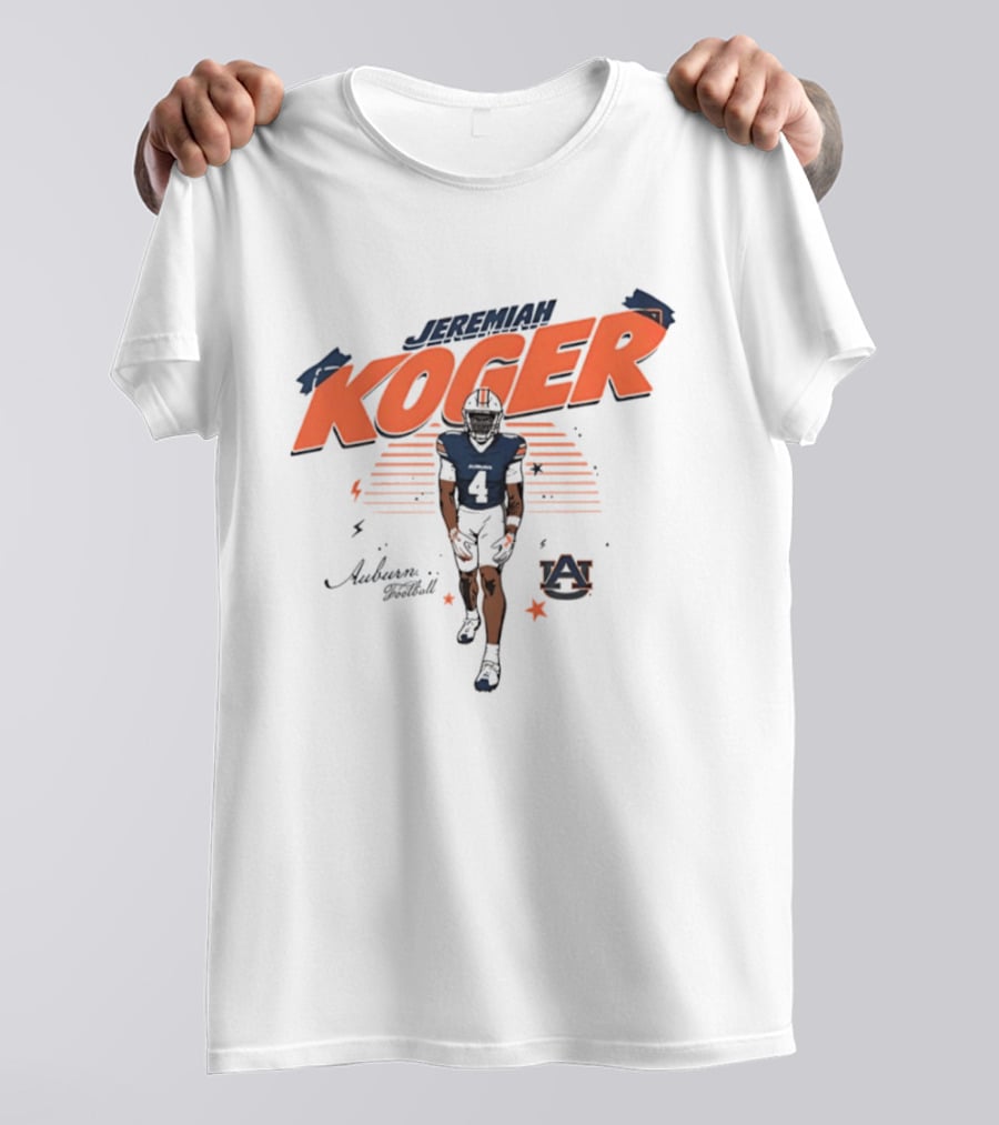Jeremiah Koger Auburn Tigers NCAA Football Number 4 Helmet Sports Star T-Shirt