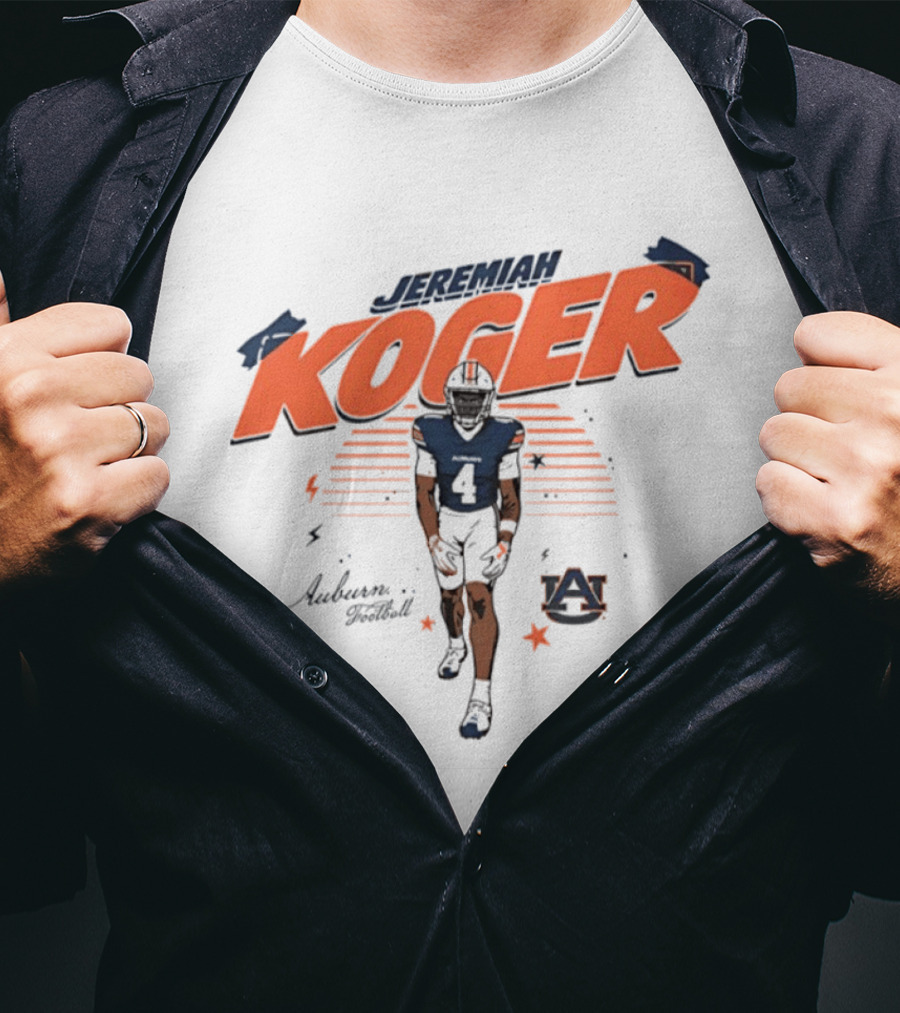 Jeremiah Koger Auburn Tigers NCAA Football Number 4 Helmet Sports Star T-Shirt