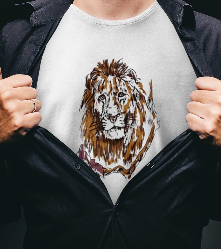 Lion With Purple Flower Wildlife Nature T-Shirt