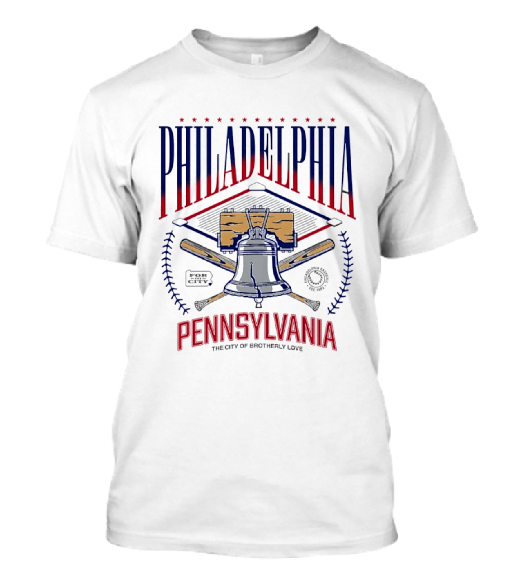 Philadelphia Pennsylvania City Of Brotherly Love Liberty Bell And Baseball T-Shirt