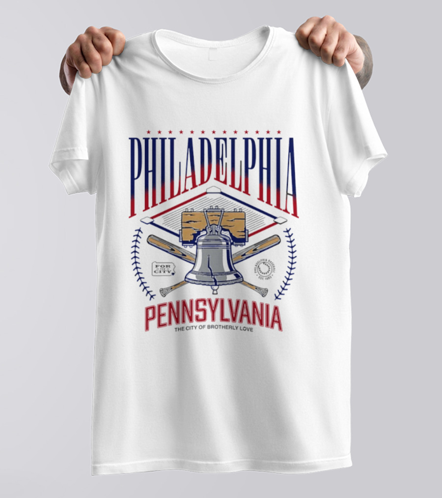 Philadelphia Pennsylvania City Of Brotherly Love Liberty Bell And Baseball T-Shirt