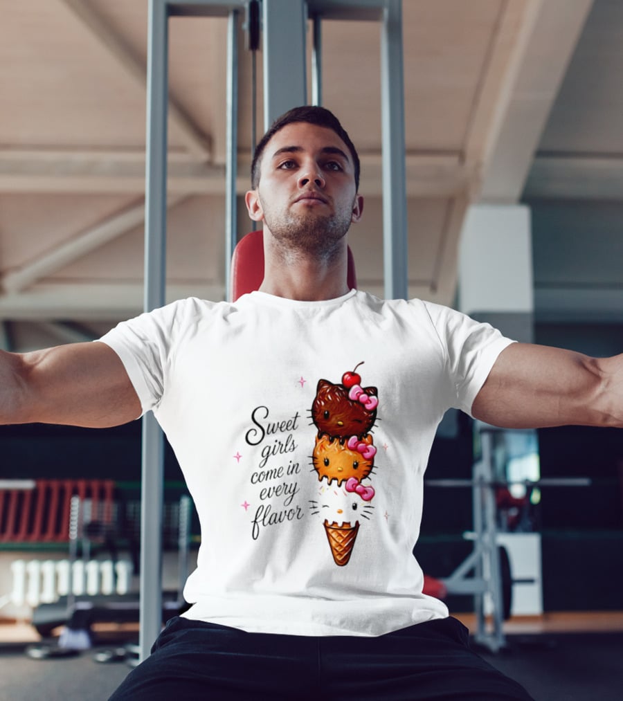 Sweet Girls Come In Every Flavor Hello Kitty Ice Cream Cone T-Shirt