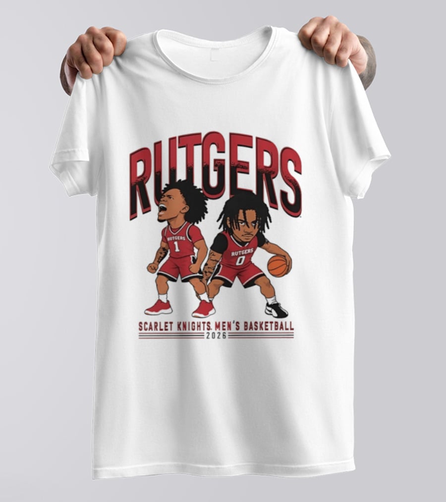 Rutgers Scarlet Knights Men's Basketball 2023 Tariq Francis Jamichael Davis Caricature T-Shirt