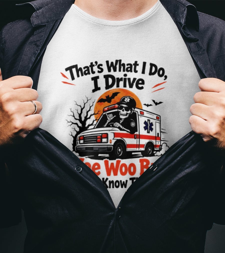 That's What I Do I Drive Wee Woo Bus Skeleton Halloween T-Shirt