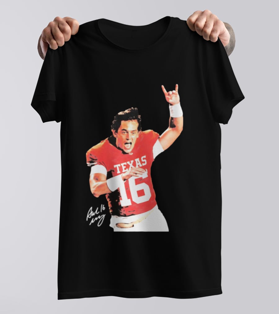 Arch Manning Texas Longhorns 16 Rock Hand Gesture T-Shirt