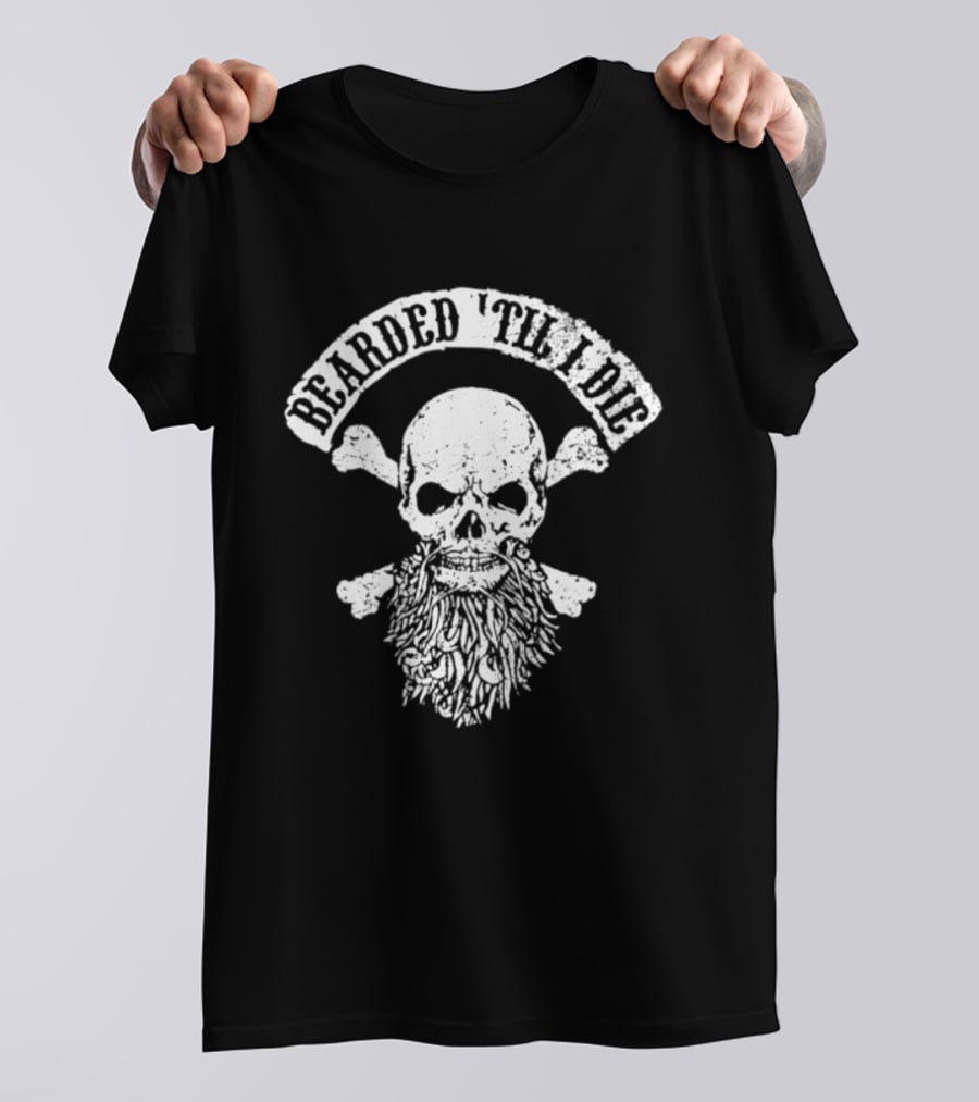 Bearded 'Til I Die Skull Crossbones Beard T-Shirt