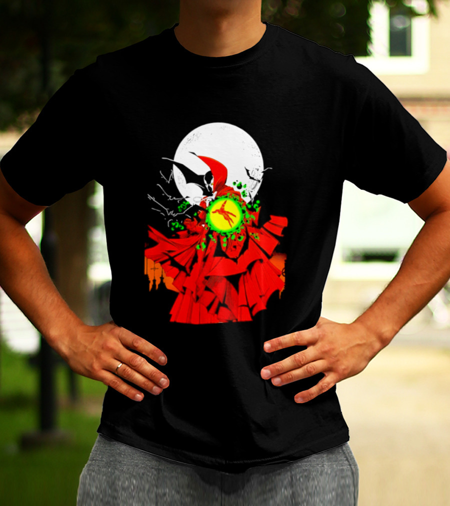 Graveyard Shift Whitegold Industries Spawn Halloween 2026 Full Red Moon T-Shirt