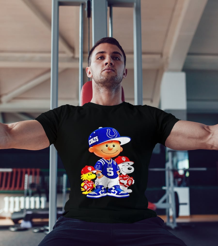 Charlie Brown And Snoopy Indianapolis Colts Indiana Hoosiers Football Team Merchandise T-Shirt