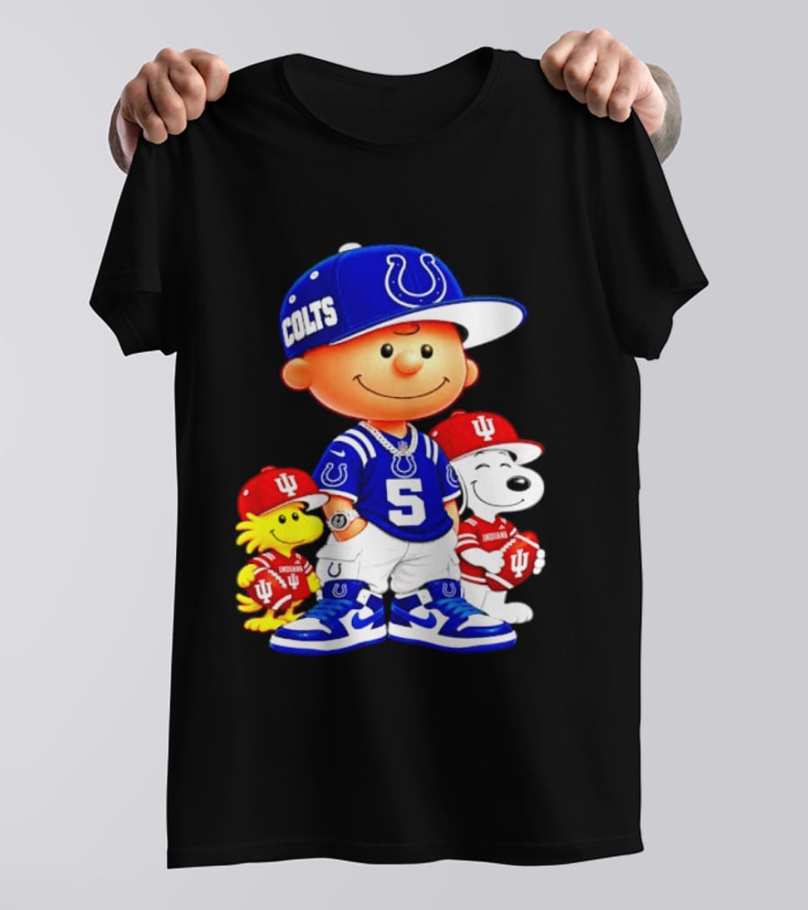 Charlie Brown And Snoopy Indianapolis Colts Indiana Hoosiers Football Team Merchandise T-Shirt