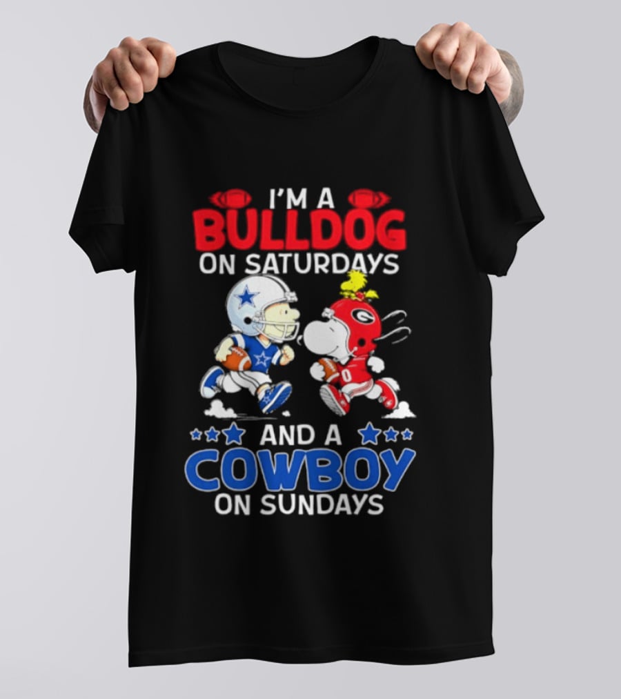 I'm A Bulldog On Saturdays And A Cowboy On Sundays Football Peanuts Sports T-Shirt