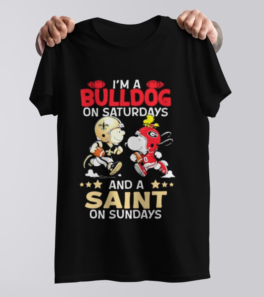 I'm A Bulldog On Saturdays And A Saint On Sundays Football Peanuts T-Shirt