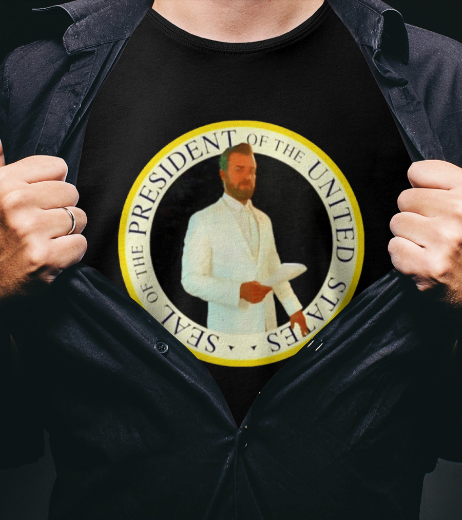 Seal Of The President Of The United States Justin Theroux In White Suit T-Shirt