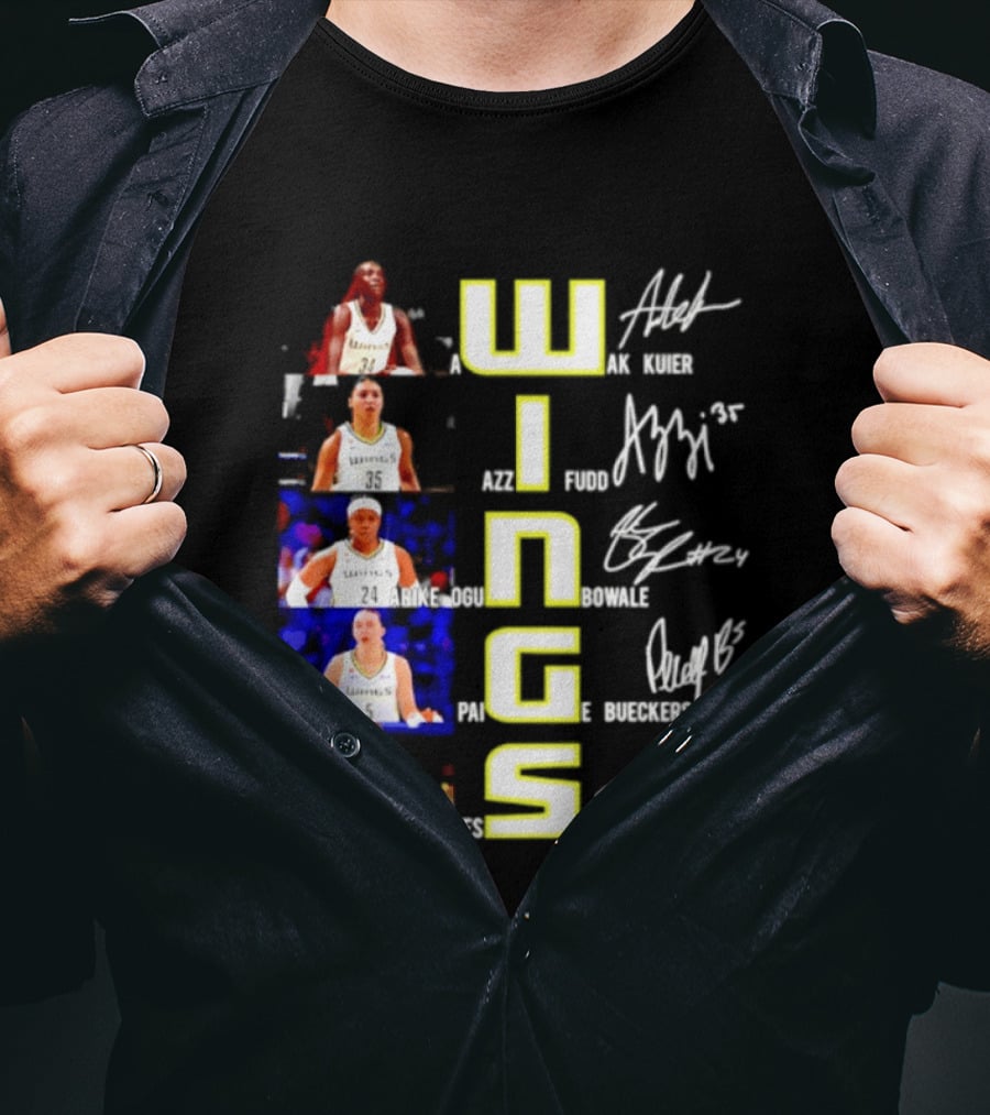 Dallas Wings Awak Kuier Azzi Fudd Arike Ogunbowale Paige Bueckers Jessica Shepard Signatures Compilation T-Shirt