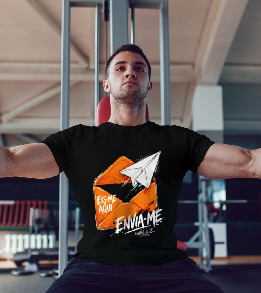 Eis Me Aqui Envia Me Isaias 6 8 Christian Envelope Paper Airplane T-Shirt
