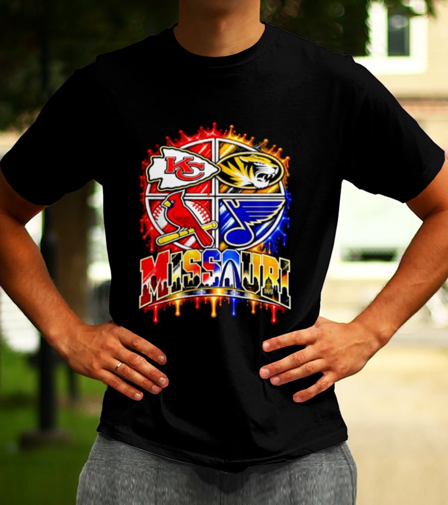 Missouri Kansas City Chiefs Mizzou Tigers St Louis Cardinals Blues Skyline T-Shirt