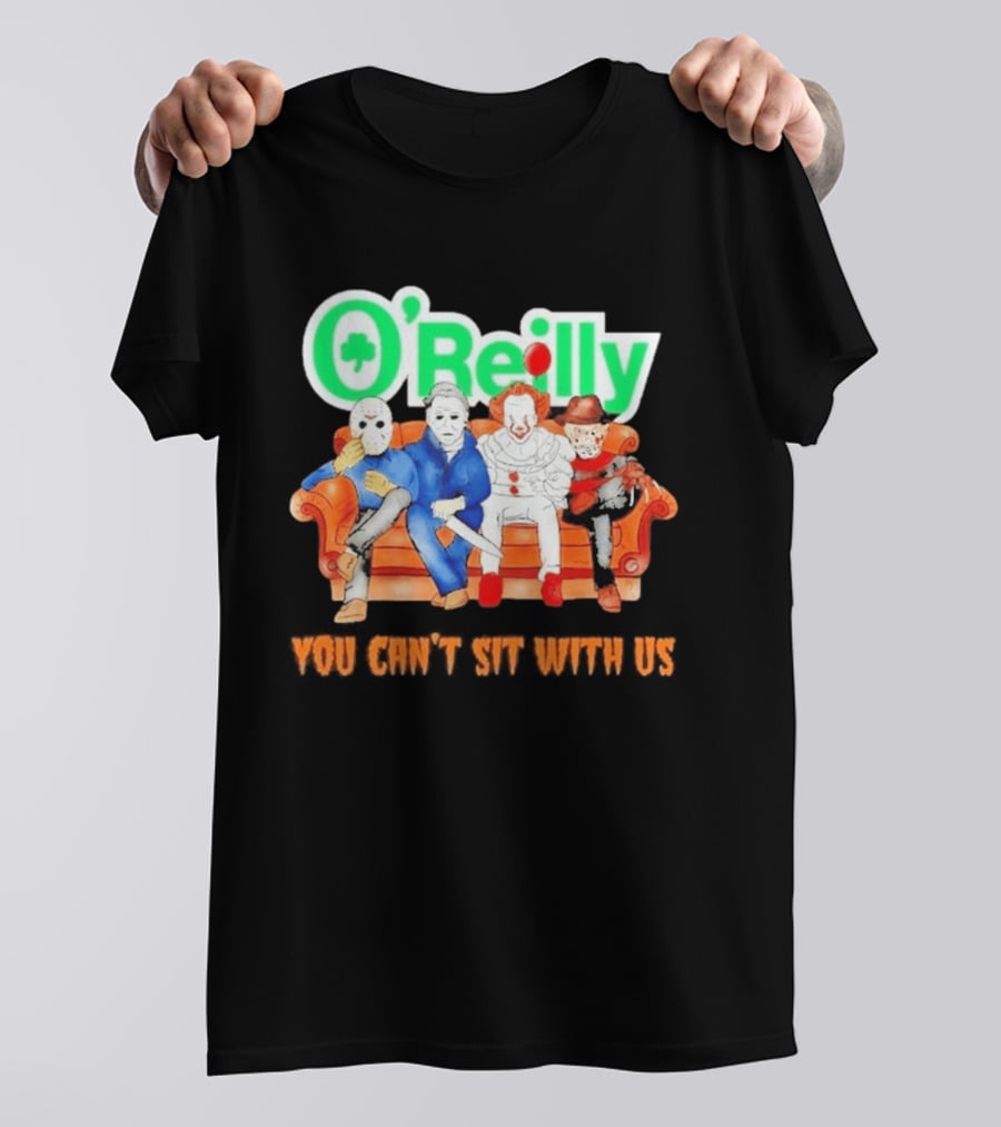 O'Reilly Horror Characters Friends Halloween 2026 You Can't Sit With Us Couch T-Shirt