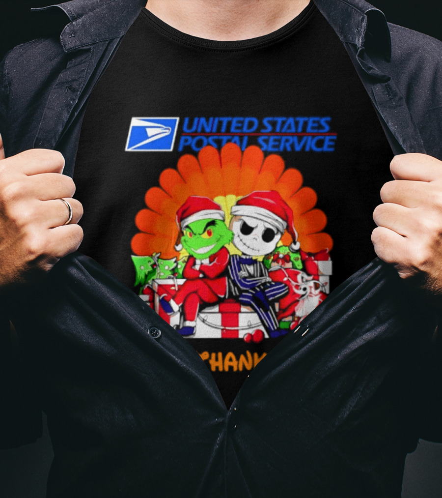 United States Postal Service Grinch Jack Skellington Hallothanksmas 2026 T-Shirt