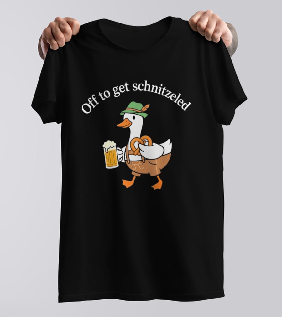 Off To Get Schnitzeled Duck In Lederhosen With Beer And Pretzel T-Shirt