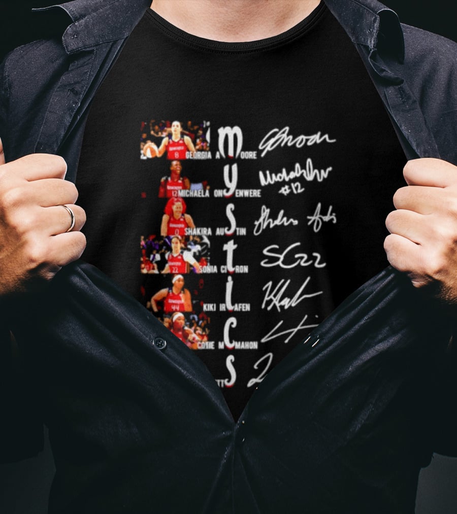Washington Mystics Amoore Onyenwere Austin Citron Irjafen Mcmahon Betts Signatures Basketball Team Players T-Shirt