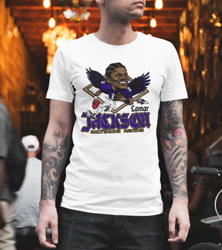 Lamar Jackson Baltimore Ravens Caricature T-Shirt