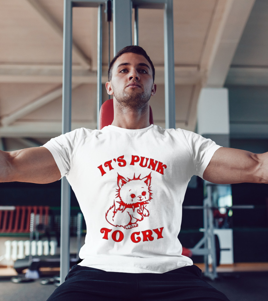 It's Punk To Cry Cat Spiked Collar T-Shirt
