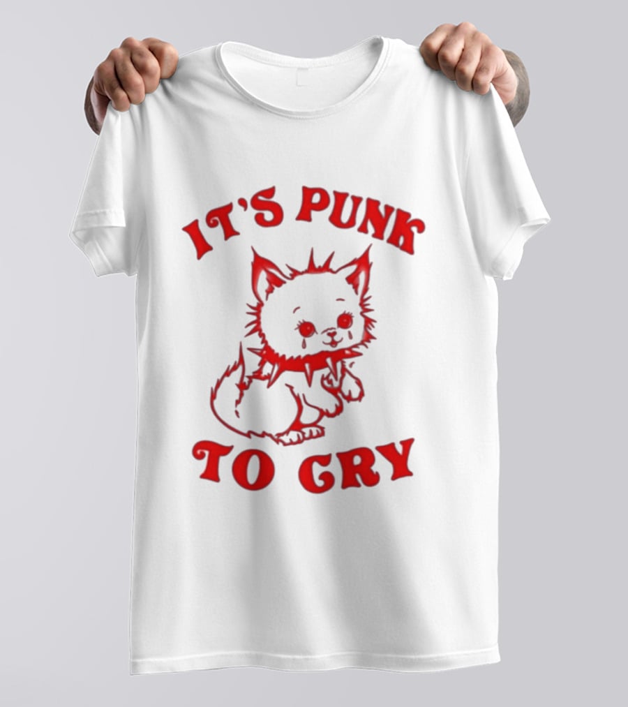 It's Punk To Cry Cat Spiked Collar T-Shirt