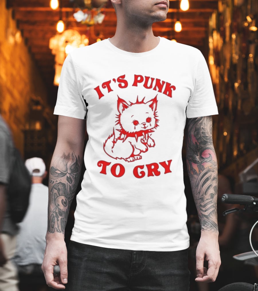 It's Punk To Cry Cat Spiked Collar T-Shirt