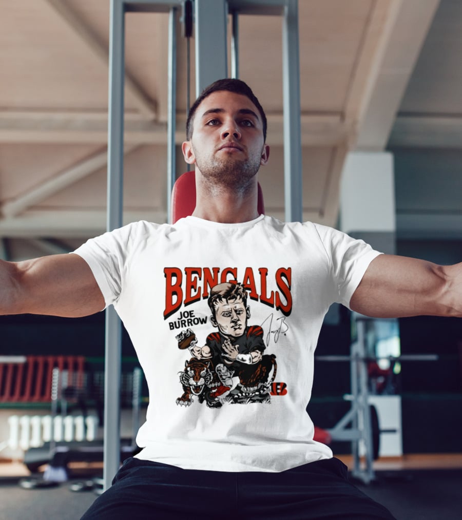 Cincinnati Bengals Joe Burrow Caricature NFL Player T-Shirt
