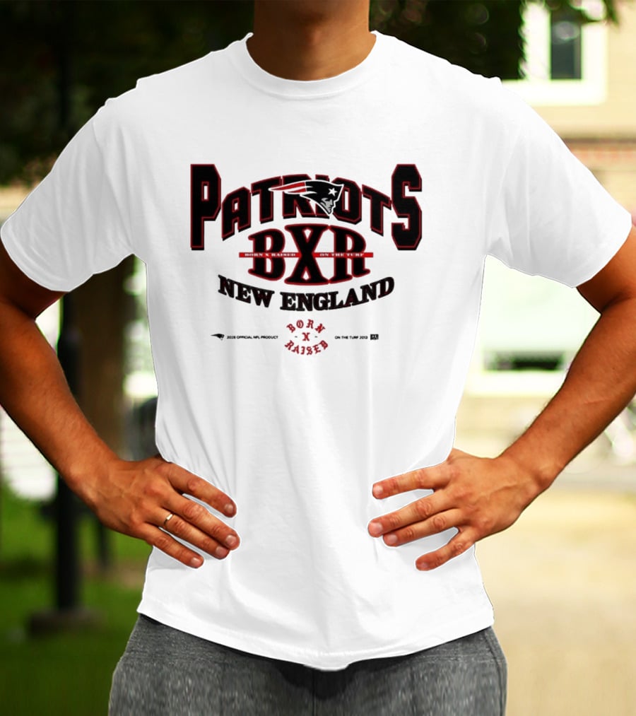 New England Patriots BXR Born X Raised Turf 2026 White T-Shirt
