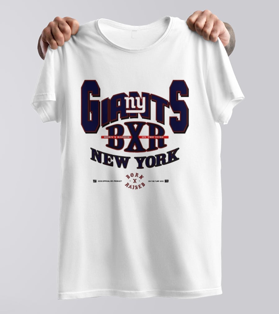 New York Giants BXR Born X Raised On The Turf Football T-Shirt