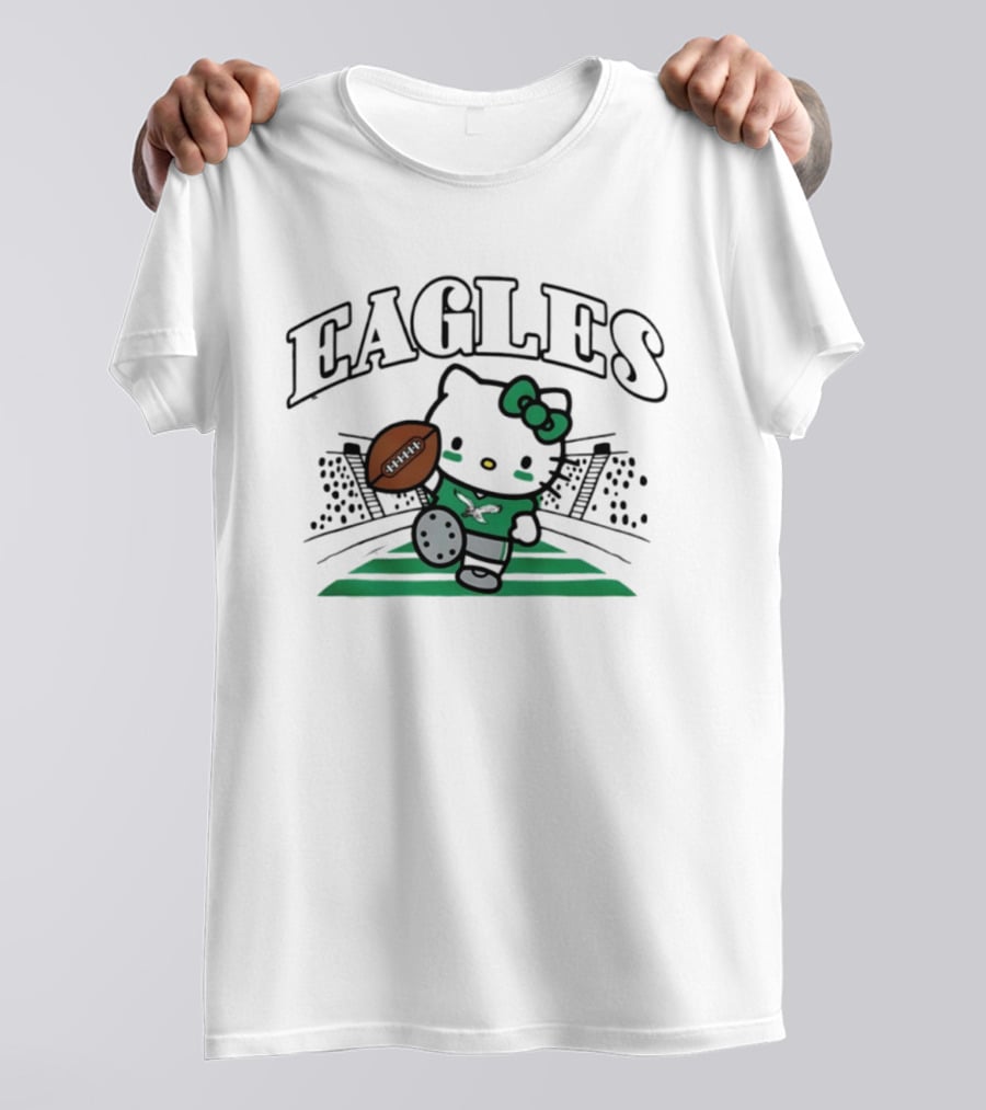 Hello Kitty Philadelphia Eagles Touchdown Stadium Football T-Shirt