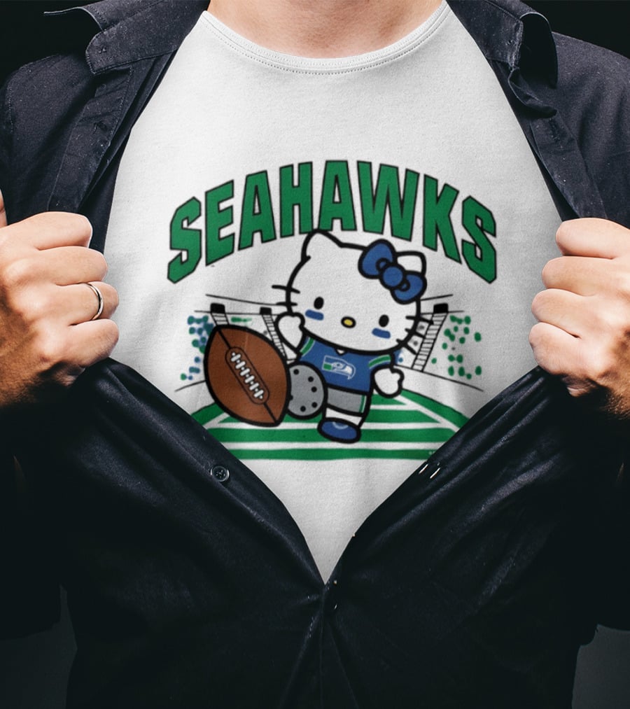 Hello Kitty Seattle Seahawks Football Stadium Kickoff T-Shirt