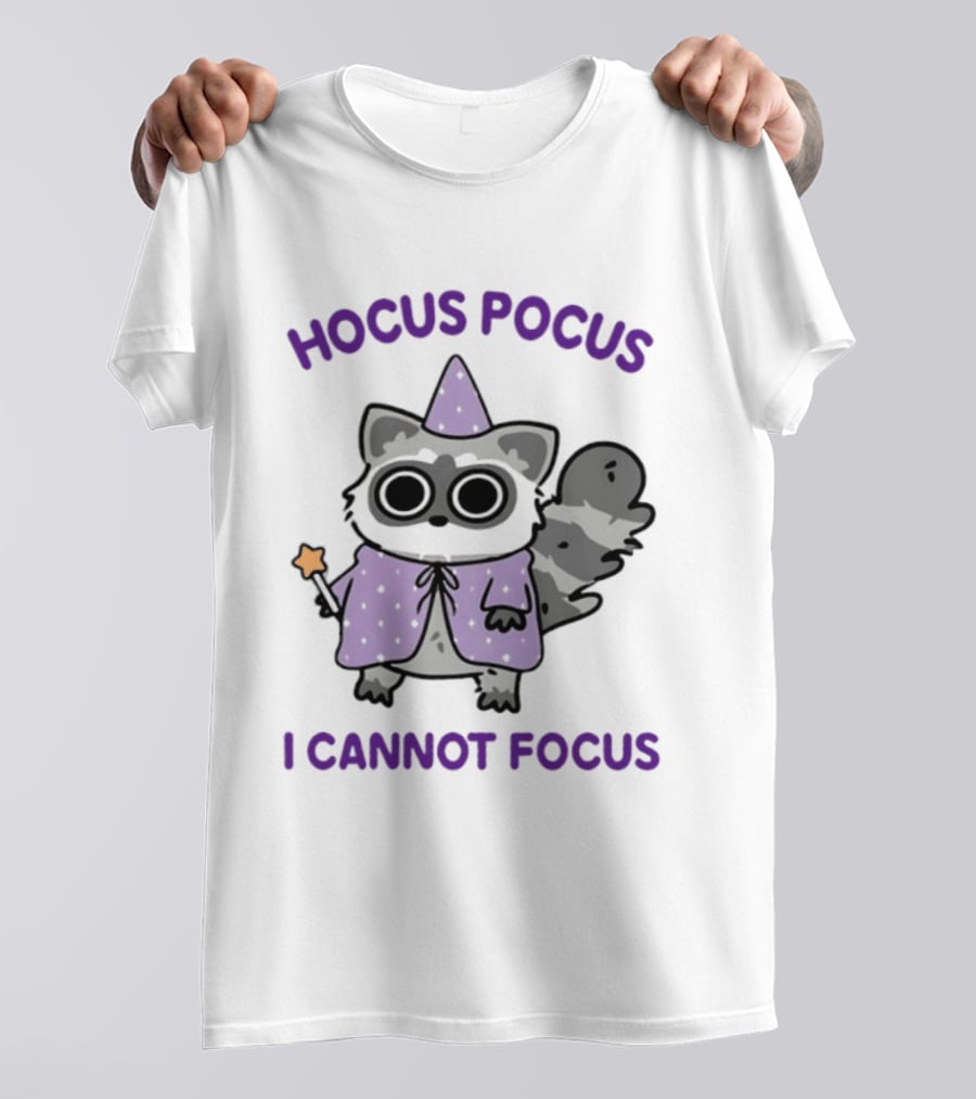 Hocus Pocus I Cannot Focus Raccoon Wizard Magic Costume T-Shirt