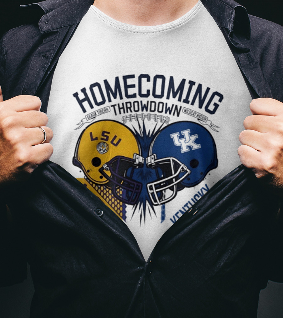 LSU Tigers Vs Kentucky Wildcats Football Homecoming Throwdown October 10 2026 Helmet Clash T-Shirt