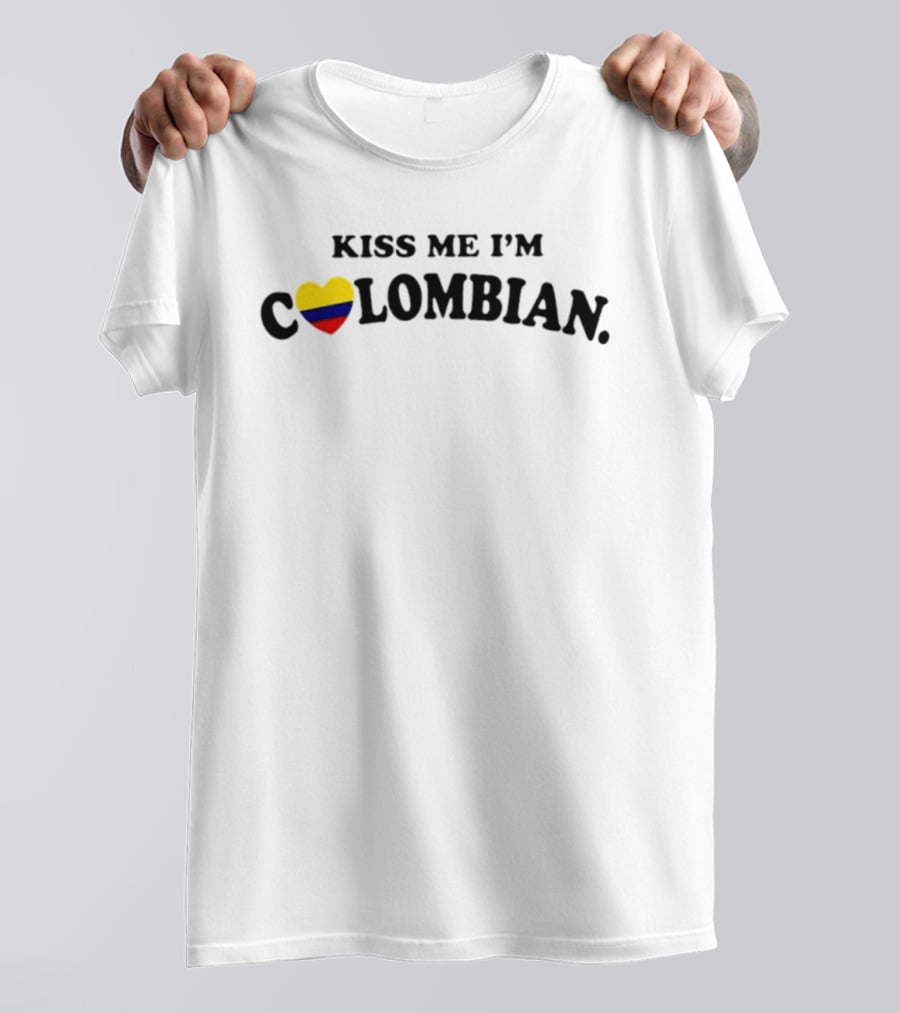 Kiss Me I'm Colombian Heart Colombia Flag T-Shirt